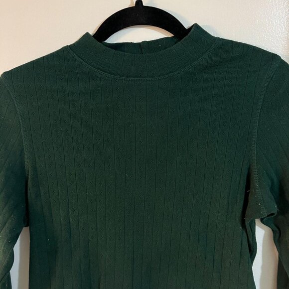 American Eagle Ribbed Mock Neck Crop Sweater — M | Forest Green - Picture 3 of 6